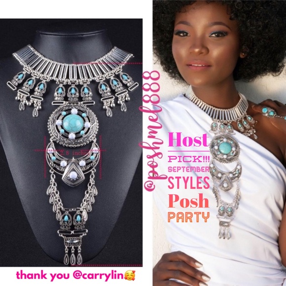 Rather Magical Jewelry - .::GoddessWear::. Exotic Turquoise+Silver Bib NEW Statement Necklace